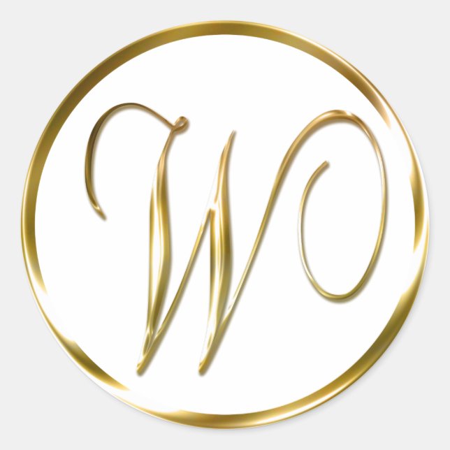 W Monogram Faux Gold Envelope Or Favor Seal (Front)