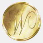 W Monogram Faux Gold Envelope Seal Stickers at Zazzle