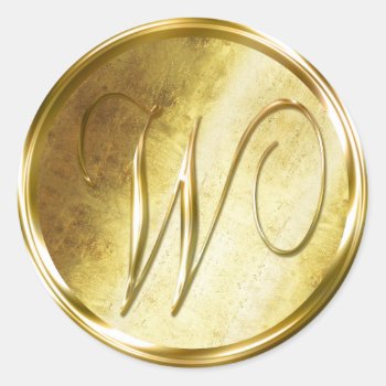 W Monogram Faux Gold Envelope Seal Stickers by TDSwhite at Zazzle