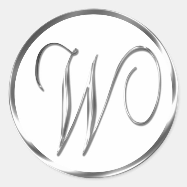 W Monogram Faux Silver Envelope Or Favor Seal (Front)