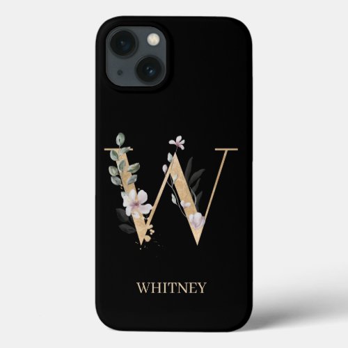 W Monogram Floral Personalized iPhone 13 Case