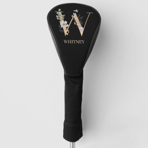 W Monogram Floral Personalized Golf Head Cover