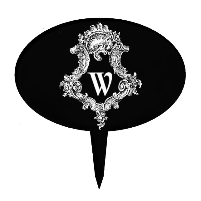 W Monogram Initial Cake Topper (Front)