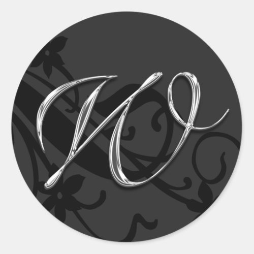 W Monogram Letter Wedding Envelope Seal Sticker