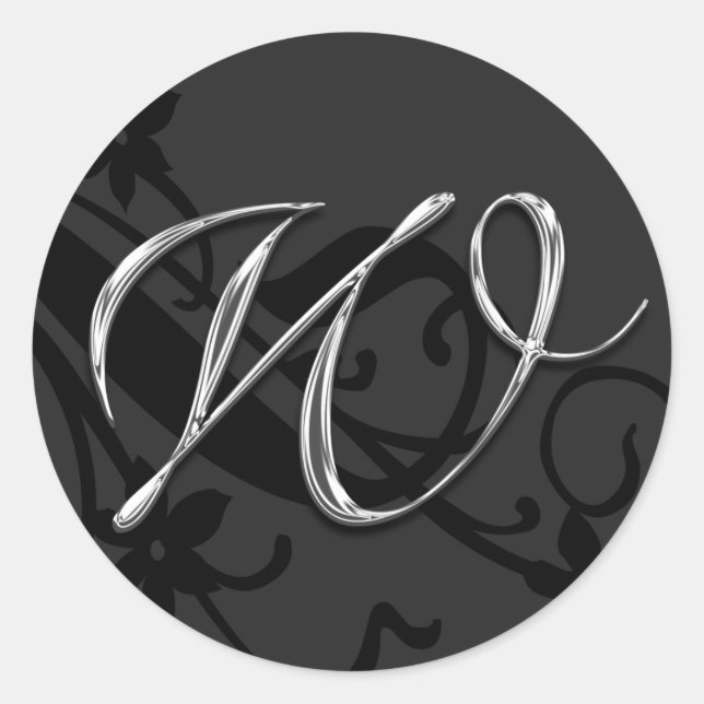 W Monogram Letter Wedding Envelope Seal Sticker (Front)