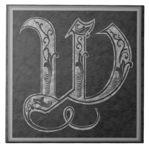 W Monogram "Royal Grey Stone" Ceramic Tile