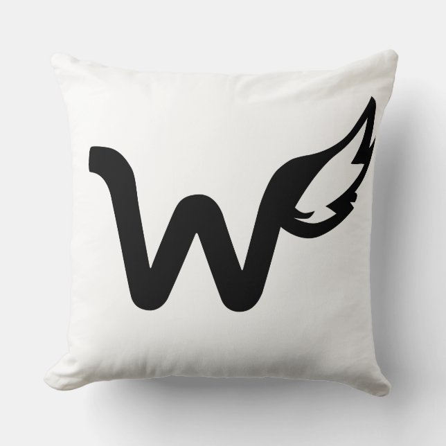 W monogram winged simple tail throw pillow (Front)