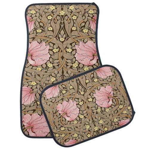 W Morris Pimpernel Pattern in Pink  Sepia Car Floor Mat