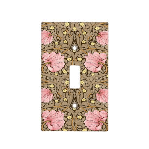 W Morris Pimpernel Pattern in Pink & Sepia Light Switch Cover