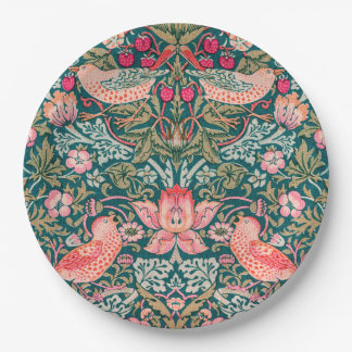 W Morris Pink Strawberry Thief Paper Plates