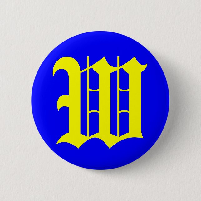 W - OLD ENGLISH PINBACK BUTTON (Front)