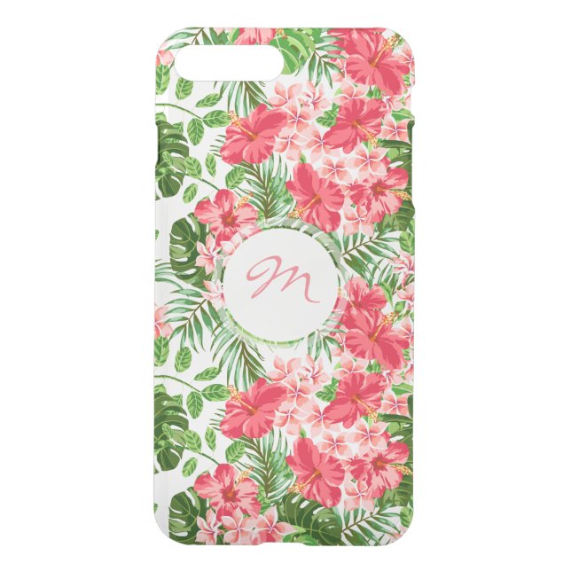 W Personalized Hibiscus Flower Monogram iPhone C Uncommon iPhone Case (Back)