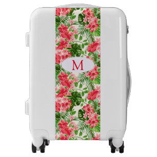 W Personalized Hibiscus Flower Monogram Luggage