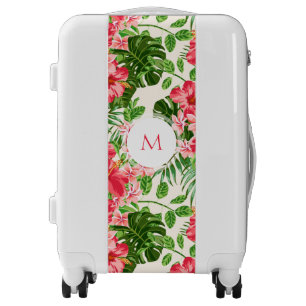 W Personalized Hibiscus Flower Monogram Luggage 2