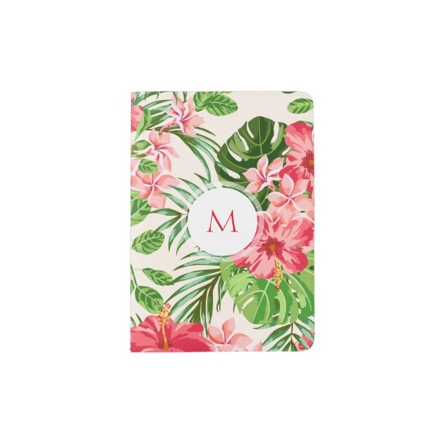 W Personalized Hibiscus Flower Monogram Passport H Holder (Front)