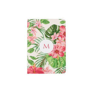 W Personalized Hibiscus Flower Monogram Passport H Passport Holder