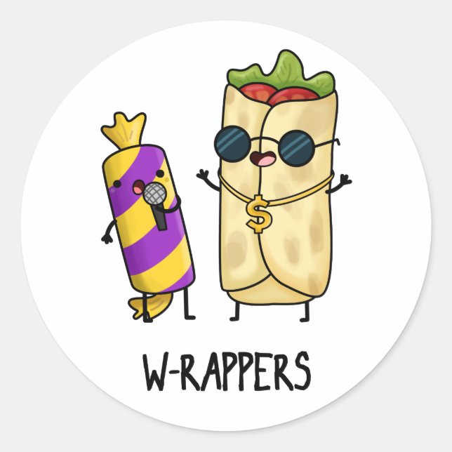 W-rappers Funny Food Pun  Classic Round Sticker (Front)