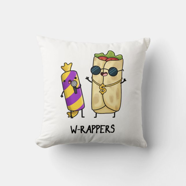 W-rappers Funny Food Pun  Throw Pillow (Front)