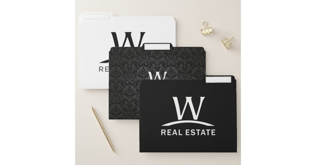 W Real Estate File Folders Zazzle
