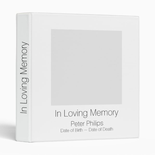 W Template Funeral Guest Book Add favorite Image Binder (Front/Spine)