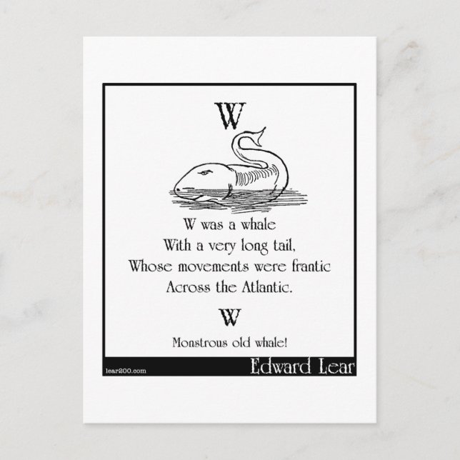 W was a whale postcard (Front)