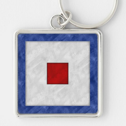 W Whiskey Watercolor Nautical Signal Maritime Flag Keychain