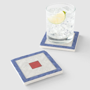 W Whiskey Watercolor Nautical Signal Maritime Flag Stone Coaster