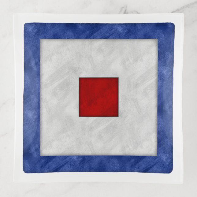 W Whiskey Watercolor Nautical Signal Maritime Flag Trinket Tray (Front)