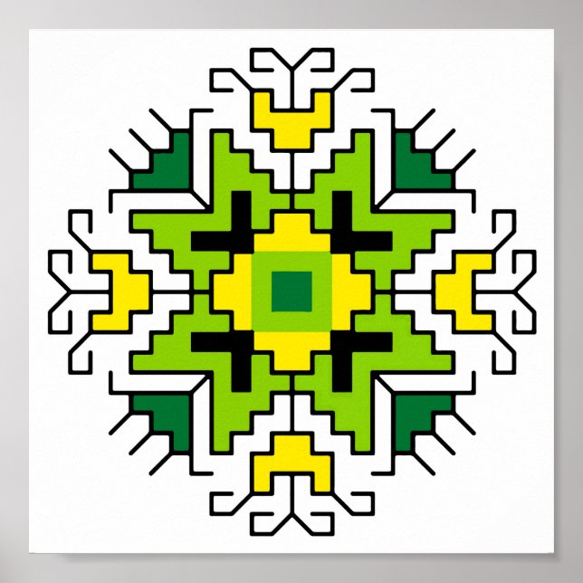 WA0014 Wall Art Bulgarian motif shevitsa green (Front)