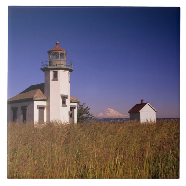 WA, Maury Island, Point Robinson Lighthouse, Ceramic Tile (Front)