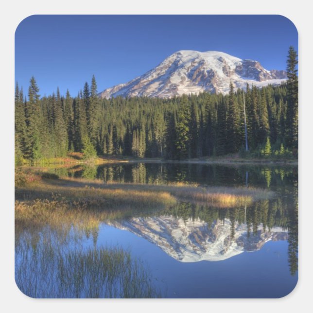 WA, Mt. Rainier National Park, Mt. Rainier Square Sticker (Front)