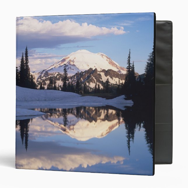 WA, Mt. Rainier NP, Mt. Rainier and clouds 3 Ring Binder (Front/Inside)