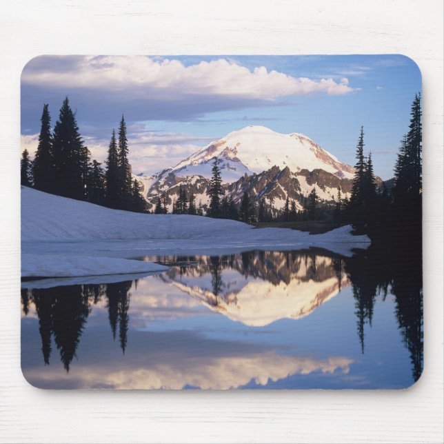 WA, Mt. Rainier NP, Mt. Rainier and clouds Mouse Pad (Front)