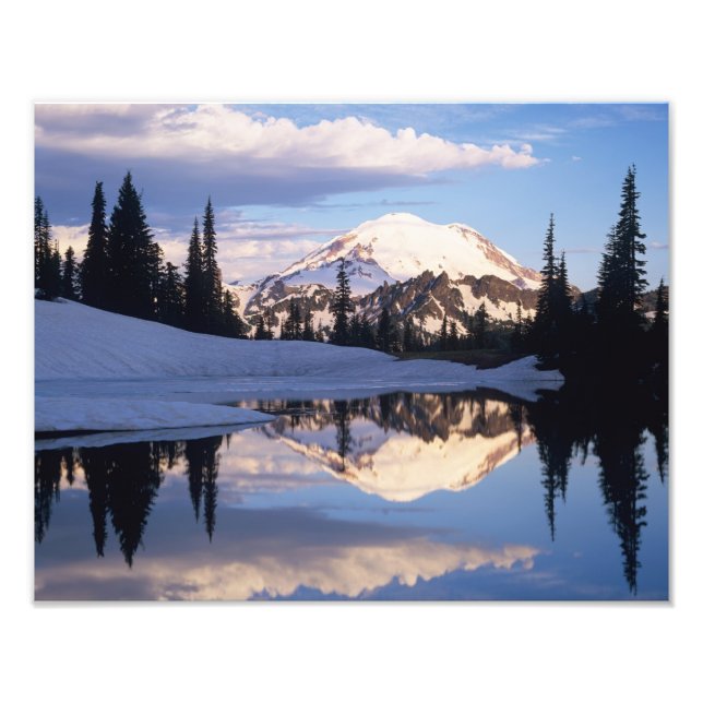 WA, Mt. Rainier NP, Mt. Rainier and clouds Photo Print (Front)