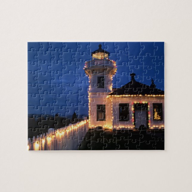 WA, Mukilteo, Mukilteo Lighthouse, established 2 Jigsaw Puzzle (Horizontal)