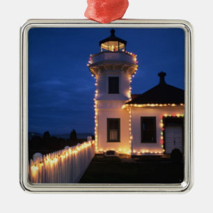 WA, Mukilteo, Mukilteo Lighthouse, established 2 Metal Ornament