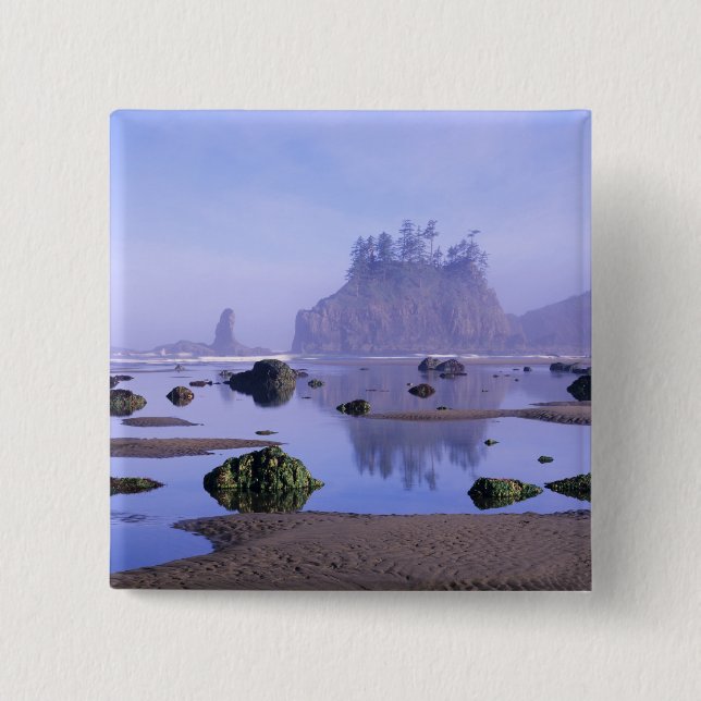 WA, Olympic National Park, Second Beach, Pinback Button (Front)