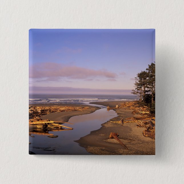 WA, Olympic NP, Kalaloch Beach and Kalaloch Pinback Button (Front)