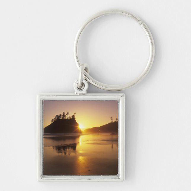 WA, Olympic NP, Second Beach at sunset Keychain (Front)