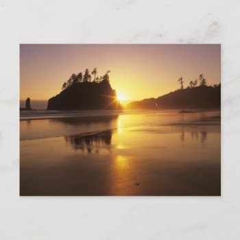 Wa  Olympic Np  Second Beach At Sunset Postcard by tothebeach at Zazzle