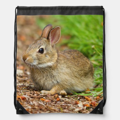 WA Redmond Eastern Cottontail baby rabbit Drawstring Bag