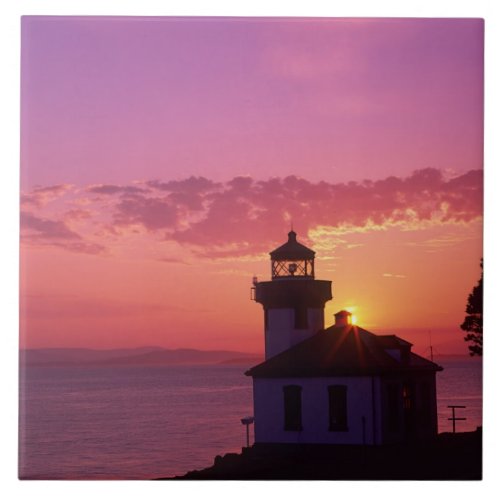 WA San Juan Island Lime Kiln Lighthouse 1919 2 Ceramic Tile