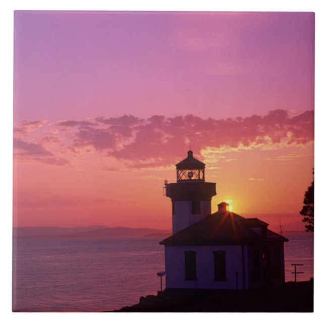 WA, San Juan Island, Lime Kiln Lighthouse, 1919, 2 Ceramic Tile (Front)