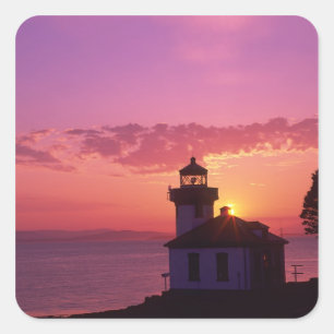WA, San Juan Island, Lime Kiln Lighthouse, 1919, 2 Square Sticker