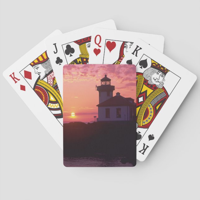 WA, San Juan Island, Lime Kiln Lighthouse, 1919, Poker Cards (Back)