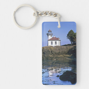 WA, San Juan Island, Lime Kiln lighthouse Keychain