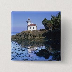 WA, San Juan Island, Lime Kiln lighthouse Pinback Button