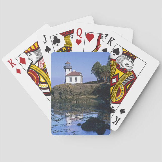 WA, San Juan Island, Lime Kiln lighthouse Poker Cards (Back)