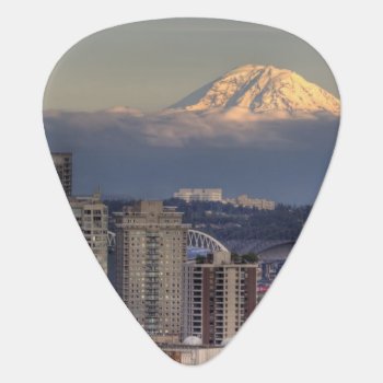 Wa  Seattle  Mount Rainier From Kerry Park Guitar Pick by takemeaway at Zazzle