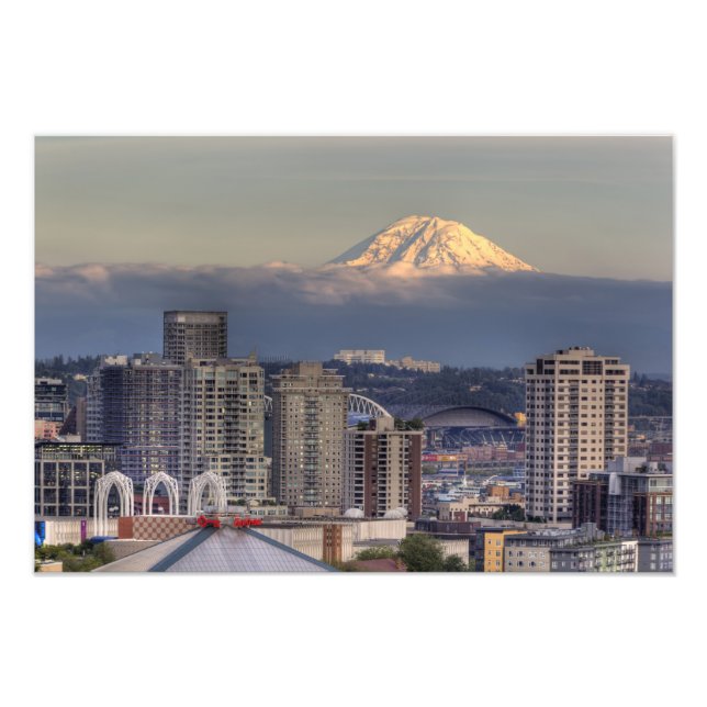 WA, Seattle, Mount Rainier from Kerry Park Photo Print (Front)